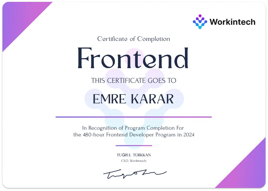 frontend sertifikası