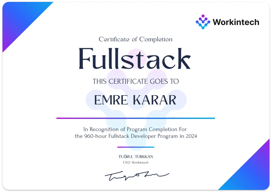 fullstack sertifikası