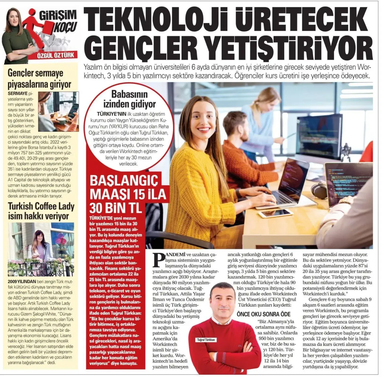 Akşam gazetesi Workintech'in yazılım sektöründeki rolüne değiniyor